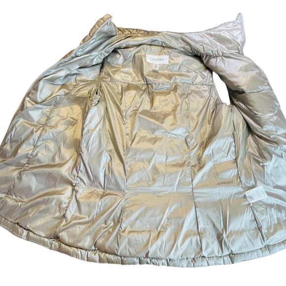 Calvin Klein Metallic Puffer Outdoor Winter Sleeveless Hi Neck Softshell Vest S - Picture 9 of 12